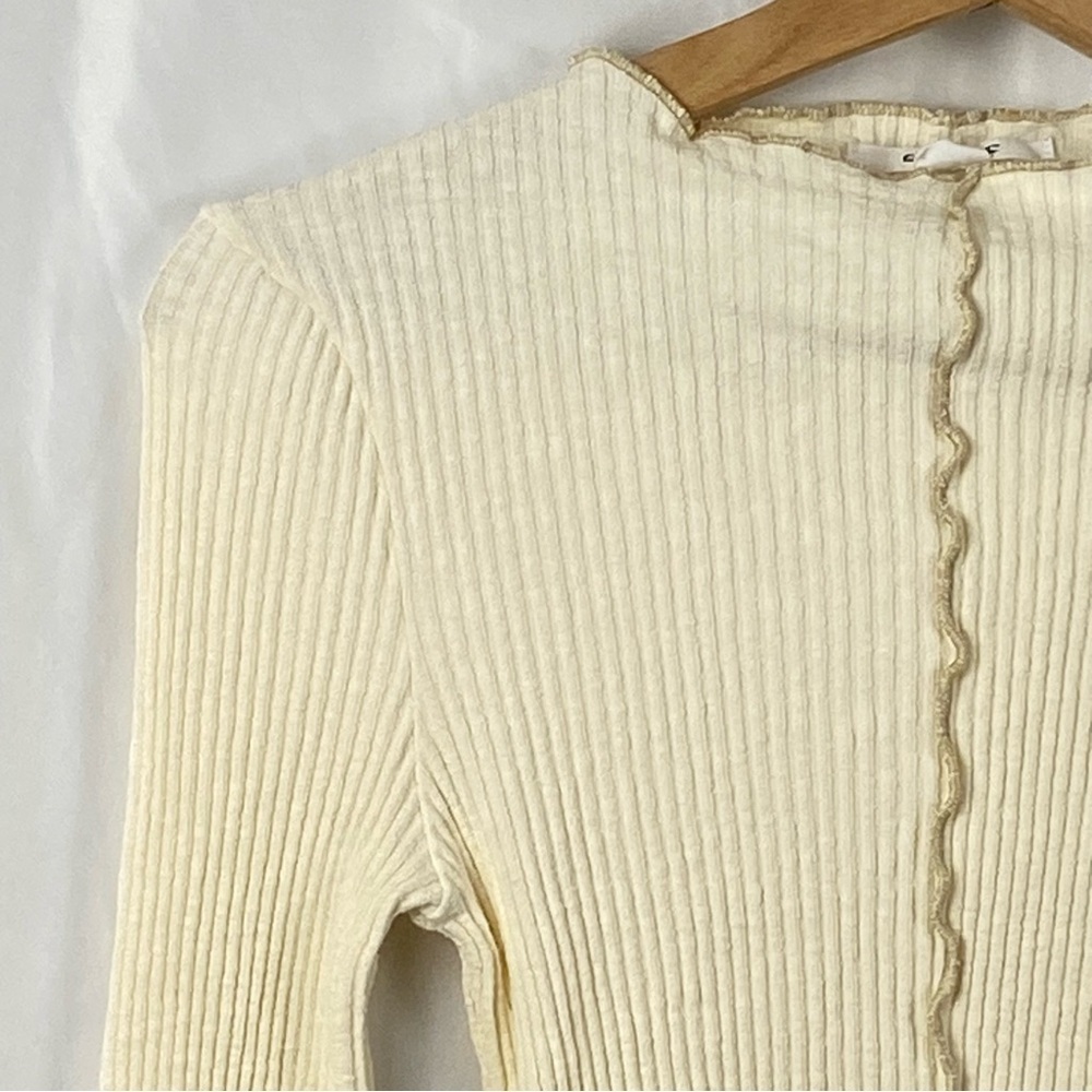 O’Neill Cream Ribbed Y2K Long Sleeve Cropped Top Size Small - Picture 4 of 16